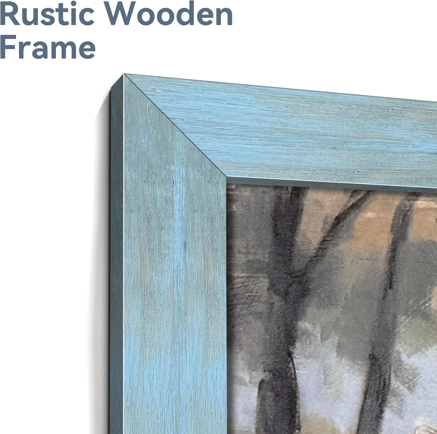 Landscape Painting Framed Wall Art - Rustic Lake Scenery Wooden Decor Natural River Picture Countryside Artwork for Bedroom
