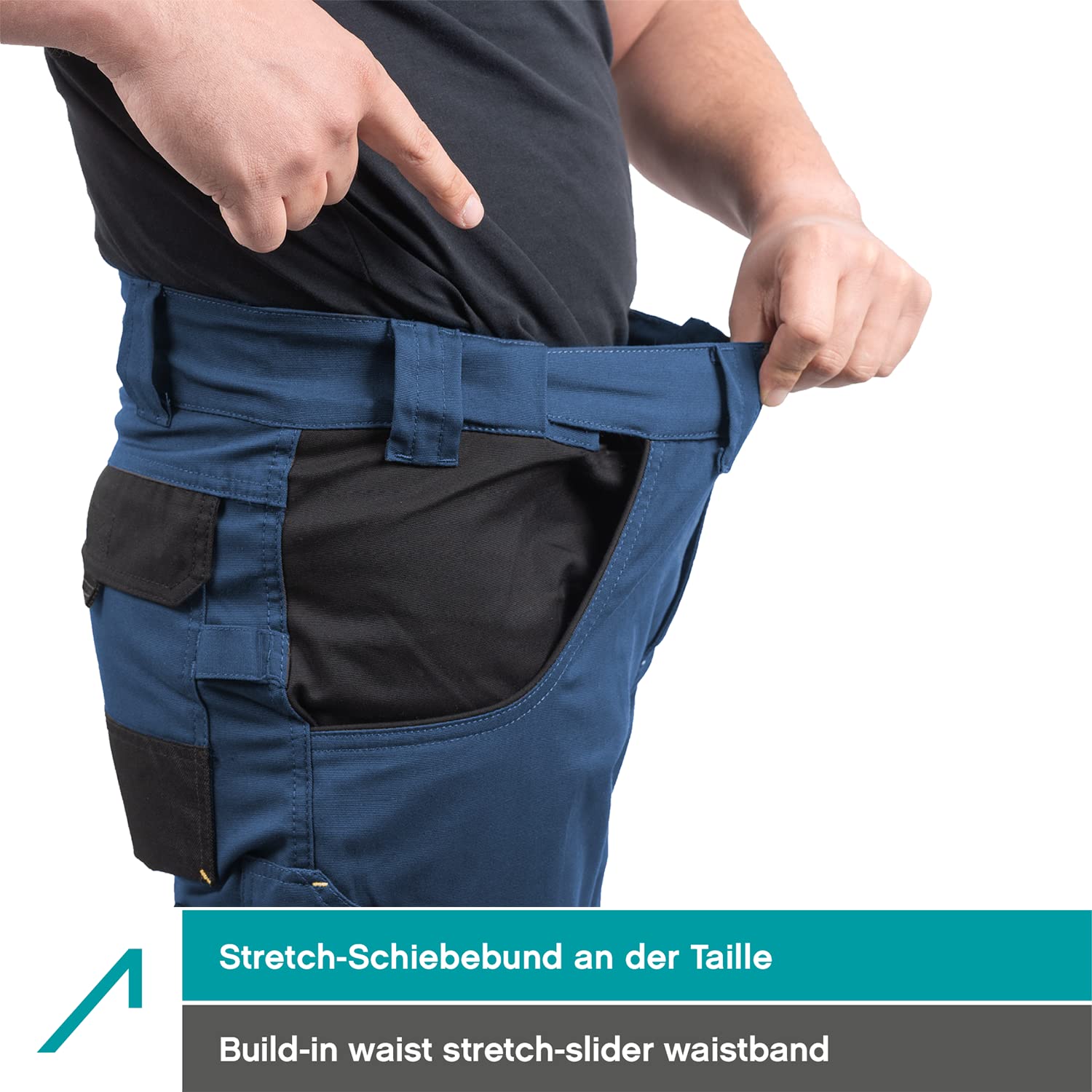 ACE Genesis Pro Pantalones de Trabajo Largos para Hombre - Pantalones Cargo de Trabajo para Hombre - Cintura elástica y Bolsillos en Las Rodillas - Azul Oscuro - 34/32