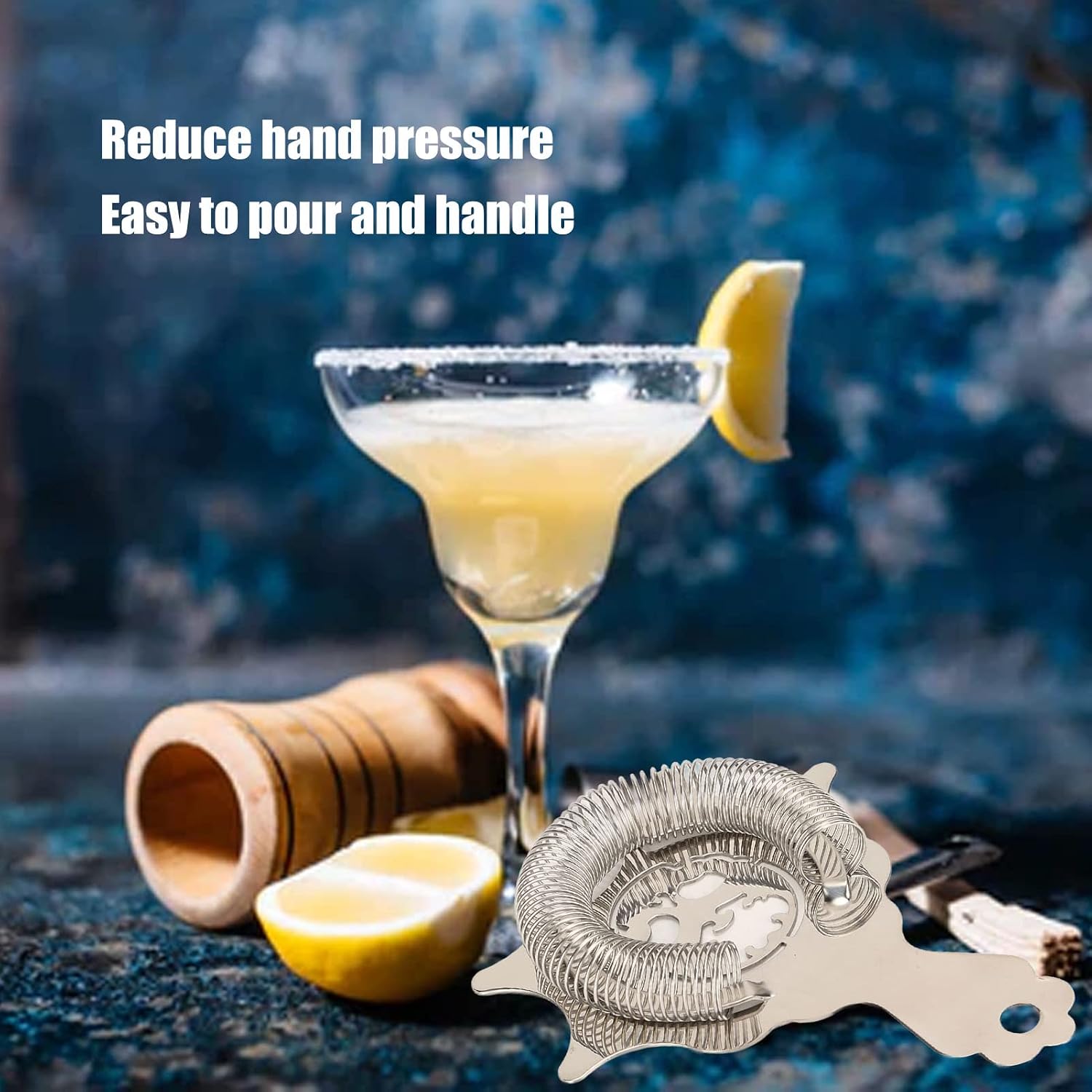 VINGVO Cocktail Strainer, Stainless Steel Bar Cocktail Strainer Filter, Efficient Filtration with Comfortable Grip, Ideal for Bartending, Home & Kitchen