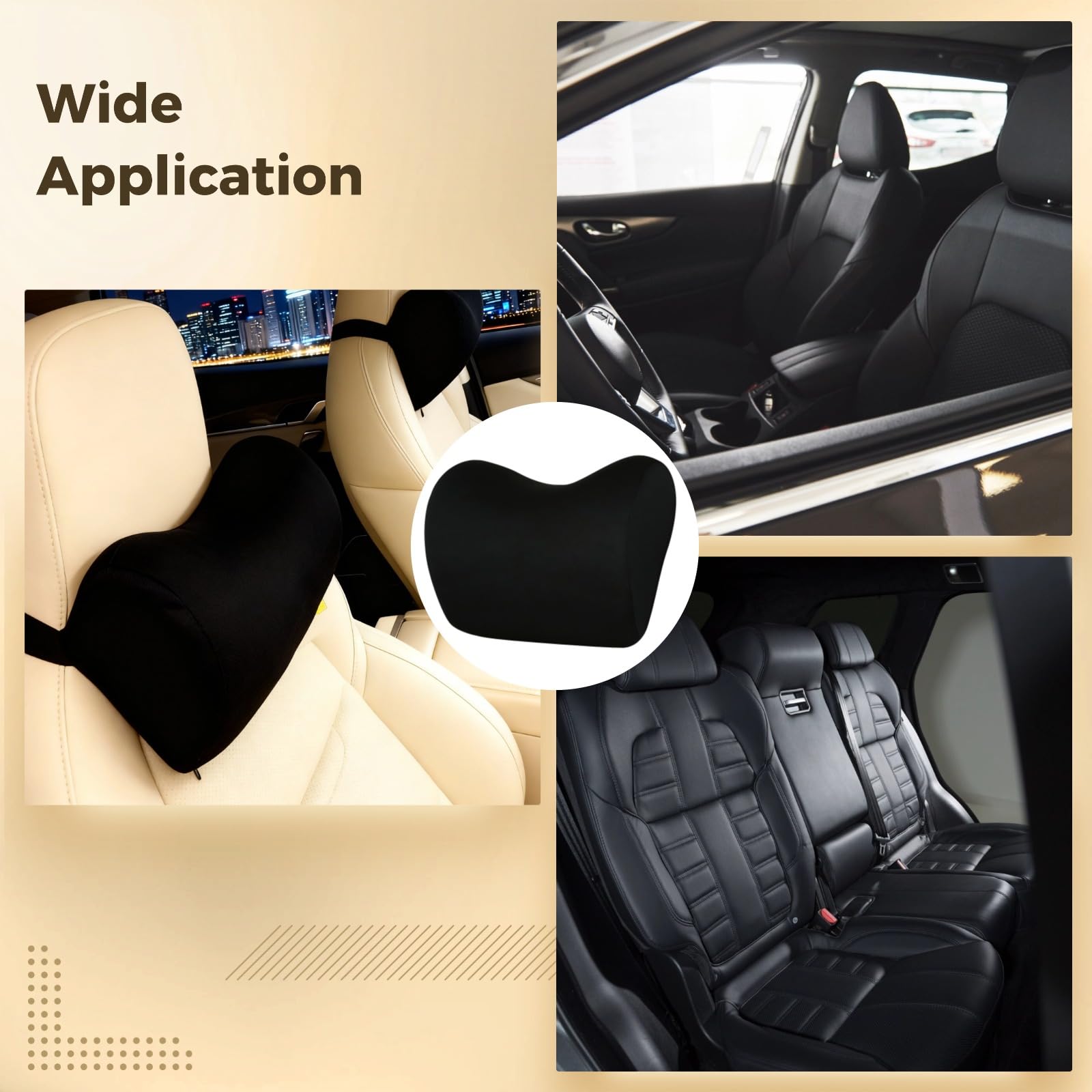 Cuscino per il collo dell'auto per la guida, poggiatesta in memory foam con fodera traspirante e lavabile, cuscino di supporto ergonomico per guidatore e passeggero, comfort da viaggio per giovani e