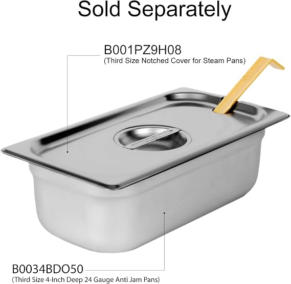 Excellante Third Size 4-Inch Deep 24 Gauge Anti Jam Pans