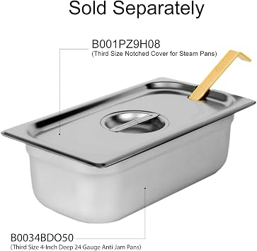 Excellante Third Size 4-Inch Deep 24 Gauge Anti Jam Pans