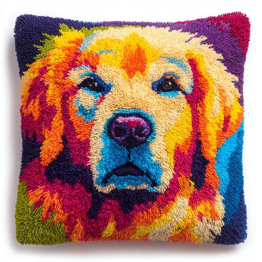 Henypt Latch Hook Cushion Kits Dog
