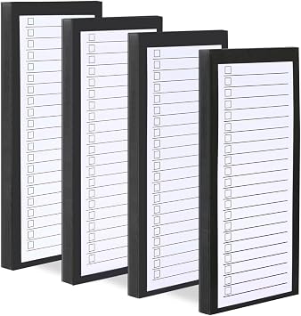 4 Pack Magnetic Notepads for Refrigerator,Grocery List Large Magnet Pad for Fridge,Full Magnet Back Design Magnetic Memo Pads for Grocery List, Shopping List, To-Do List Black, 4 Pack50 Sheets