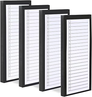 4 Pack Magnetic Notepads for Refrigerator,Grocery List Large Magnet Pad for Fridge,Full Magnet Back Design Magnetic Memo Pads for Grocery List, Shopping List, To-Do List (Black, 4 Pack×50 Sheets)