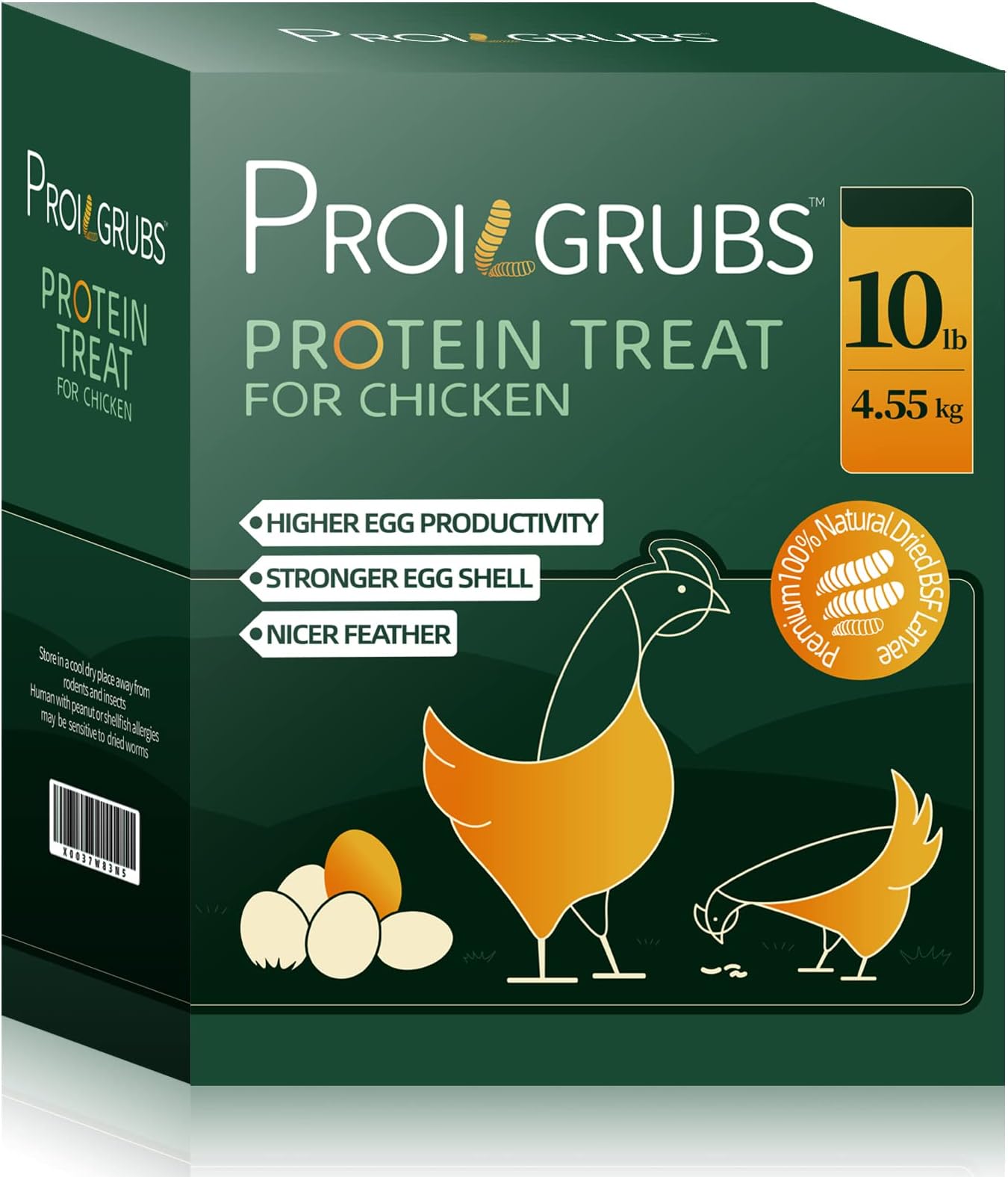 - PROILGRUBS 10 LBS - Non-GMO-Worms for Chickens All Natural Dried Black Soldier Fly Larvae Treats, High Protein Worms for Chickens, Hens, Birds.