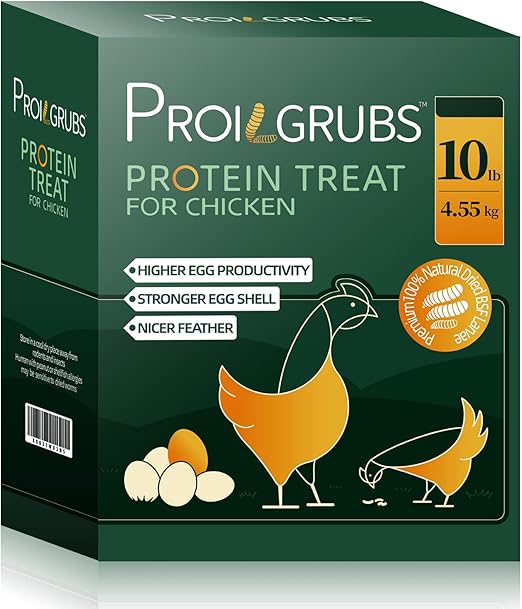 PROILGRUBS 10 LBS - Non-GMO-Dried Worms for Chickens All Natural Dried Black Soldier Fly Larvae Treats, High Protein Worms for Chickens, Hens, Birds...