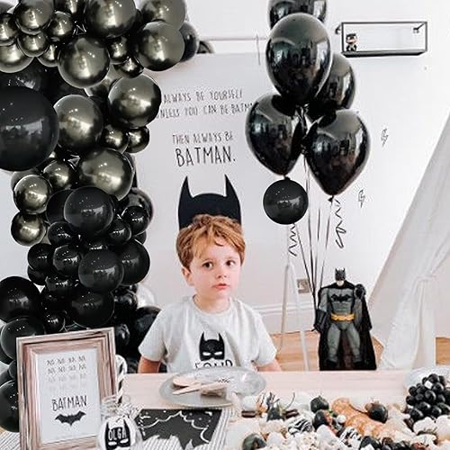 Miniatura 4 de Kit de arco de globos de látex negro y gris oscuro para fiestas de cumpleaños, compromisos de boda, día del padre, graduación, baby shower,