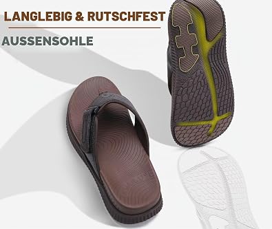 KuaiLu Men's Flip Flops Men's Recovery Walking Sandals Adjustable Orthotic Thick Athletic Cushion Sports Slides for Men Waterproof & Lightweight Soft Comfort Fit & Arch Support