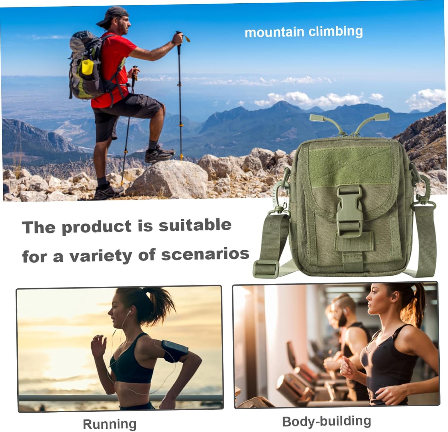 EDC Pouch Tactical Waist Bag for Men Small Phone Bag Utility Pouch with Map Sleeve Modular Tool Pouch Multi-Purpose for Gadget, Utility, Cell Phone Green. image 5