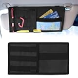 Hovom Car Sun Visor Organizer with Molle Panel, Tactical Visor Organizer Storage Pouch, Multifunctional Auto Sunshade Storage Bag Pocket for Documents Cards, Interior Car Accessories (Black)