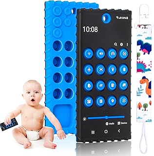 Baby Soft Silicone Teething Toys, 6-36 Months Baby Chew Toy Mobile Phone Shaped Teether - Baby Teething Teether Chew Toy Set for Boys and Girls, Autism Sensory Toys,Toddler Toys,Office Toy
