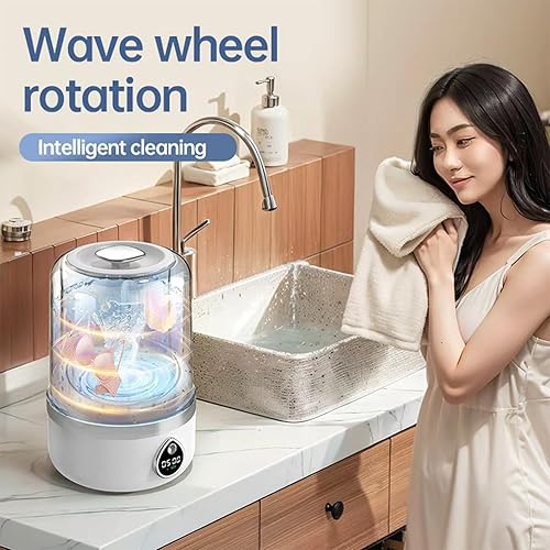 Miniatura 8 de Lavadora de ropa interior, mini lavadora portátil recargable, inalámbrica, limpia profundamente la ropa pequeña para brasier, ropa interior,