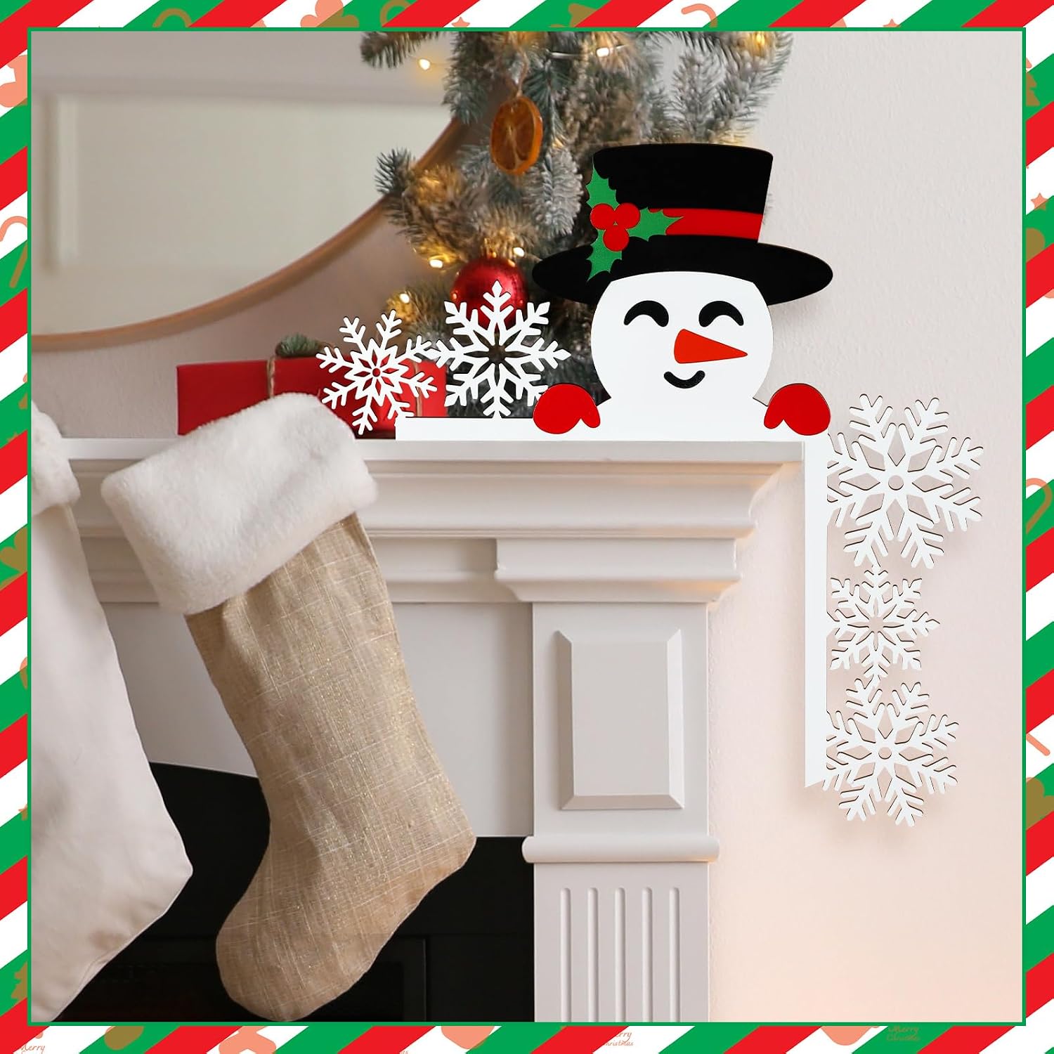 Yaocom Metal Christmas Door Topper 11.8" x 11.8" Snowflake Door Frame Decor Metal Snowman Sign for Winter Wonderland Decorations Xmas Home Office Kitchen Cabinet Corner Shelf Window Wall Ornaments