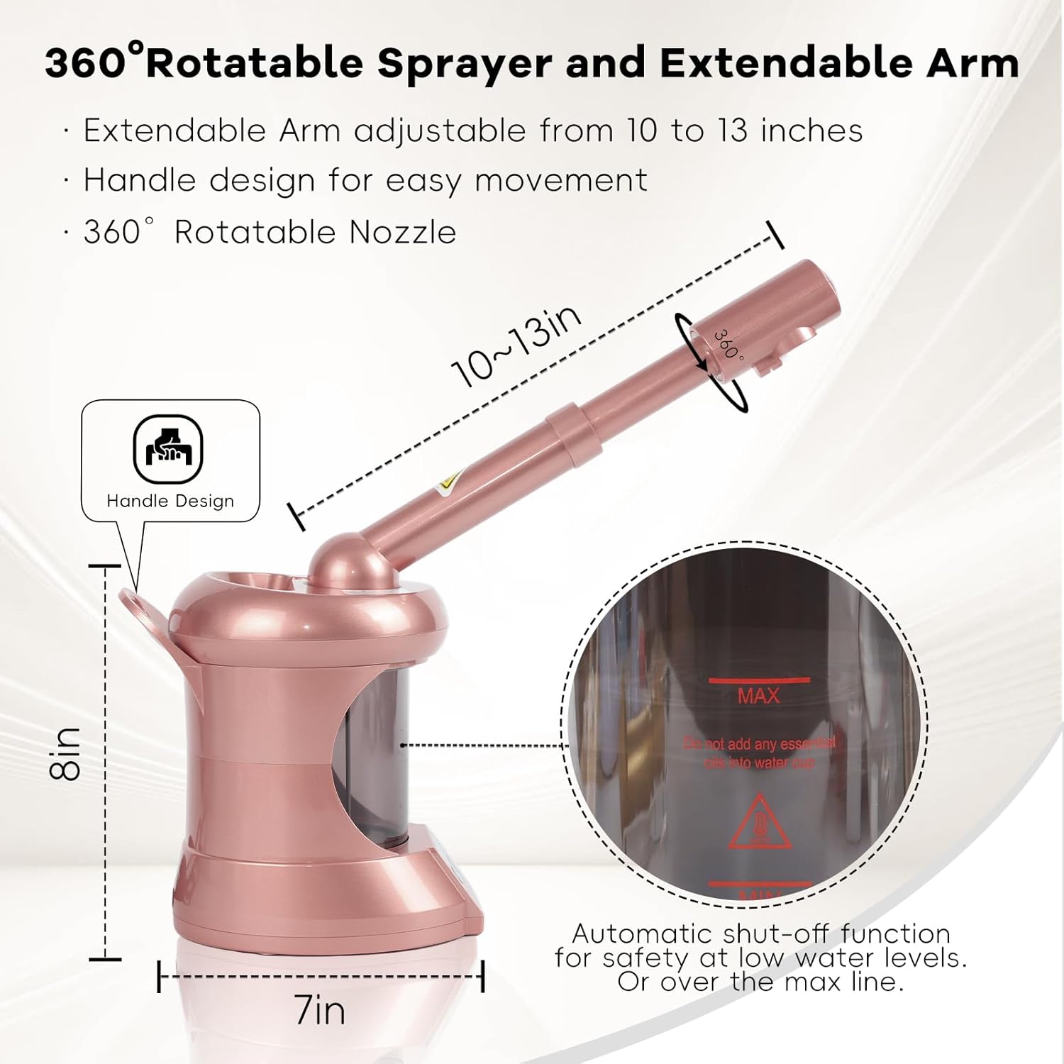 Facial Steamer, Professional Face Steamer Tabletop with Extendable Nozzle, Portable Nano Ionic Face Steamer for Home Use - Image 5