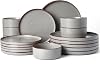 Richmount Halo Plates and Bowls Set, 18 Pieces Dinner Sets for 6 People, Stoneware Dinnerware Sets with Dinner Plates/Salad Plate/Cereal Bowls, Dishwasher & Microwave Safe, Dark Gray