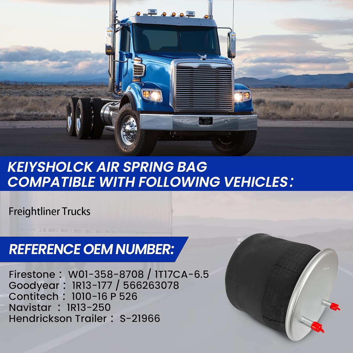 Air Spring Bag Compatible with Freightliner Trucks OEM Number Replace Firestone W01-358-8708 Contitech 1010-16 P 526 Goodyear 1R13-177 Navistar 1R13-250 S-21966