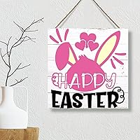 Vista 3 de Letrero decorativo de pared con texto en inglés «Happy Easter» con citas de Pascua, letrero para colgar en la pared con texto en inglés «Happy