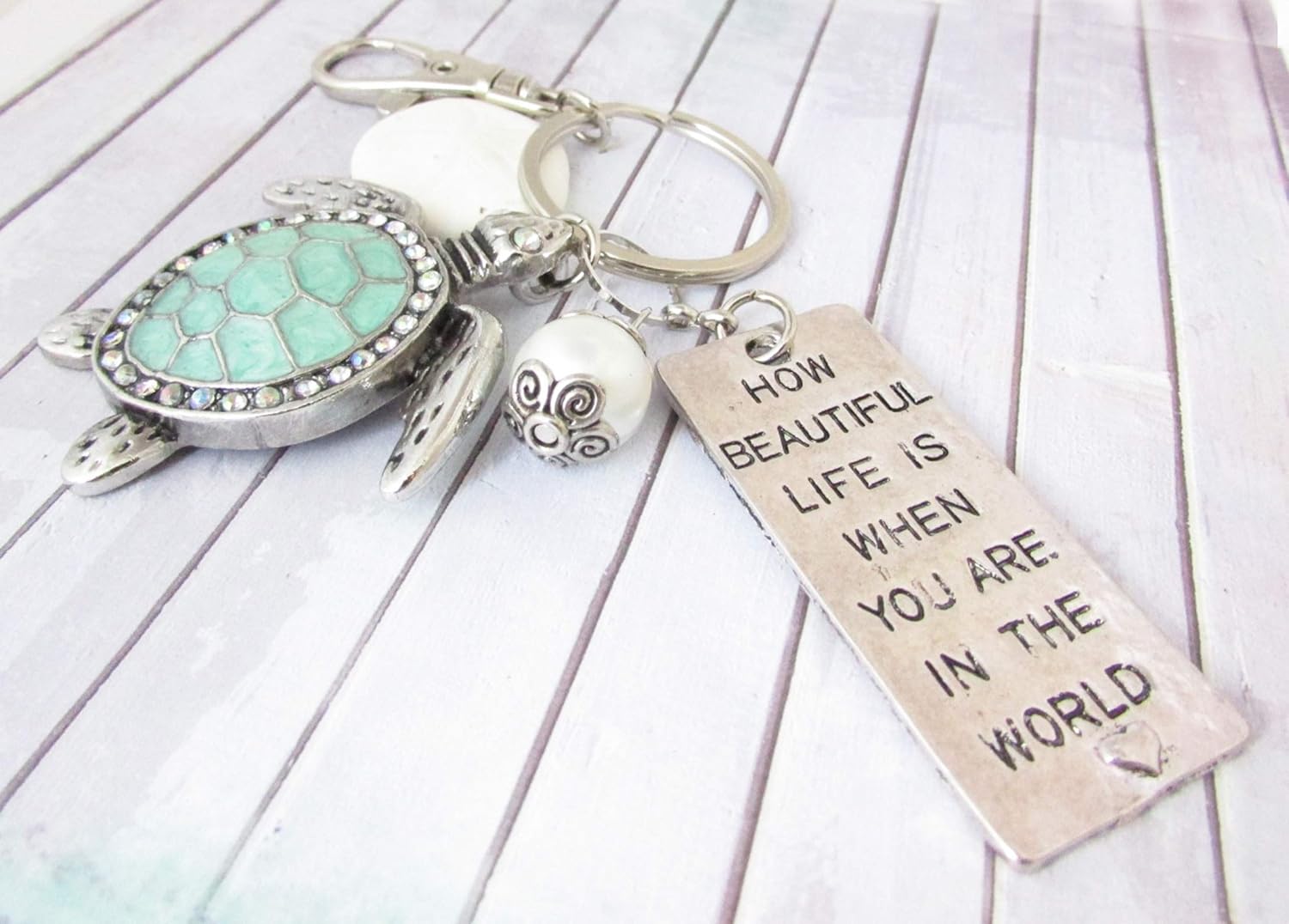 Sea Turtle Keychain, Quote Keychain, Valentines Day Gifts for Wife, Birthday Gifts for Her - Image 4