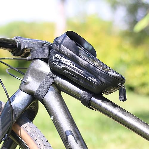 Miniatura 6 de Vanolu Bolsa de marco frontal para teléfono de bicicleta, bolsa de montaje de teléfono para bicicleta, bolsa de manillar de tubo superior de