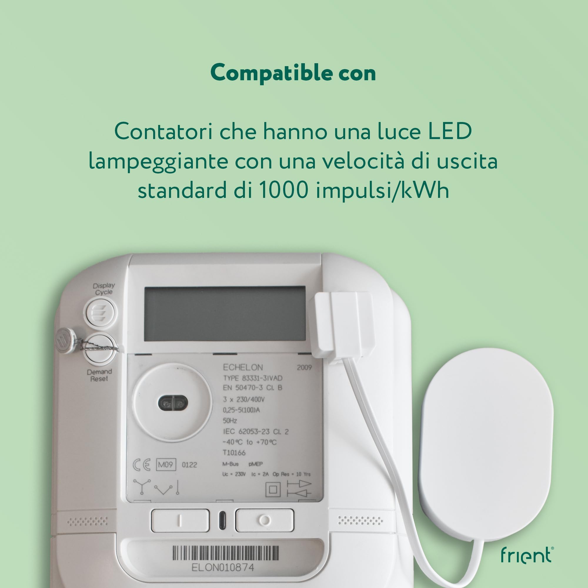 frient Interfaccia per contatore di elettricità 2, LED | Letture contatore wireless | Monitoraggio del consumo energetico | Interfaccia con impulsi LED | Zigbee | Homey, Home Assistant e SmartThings