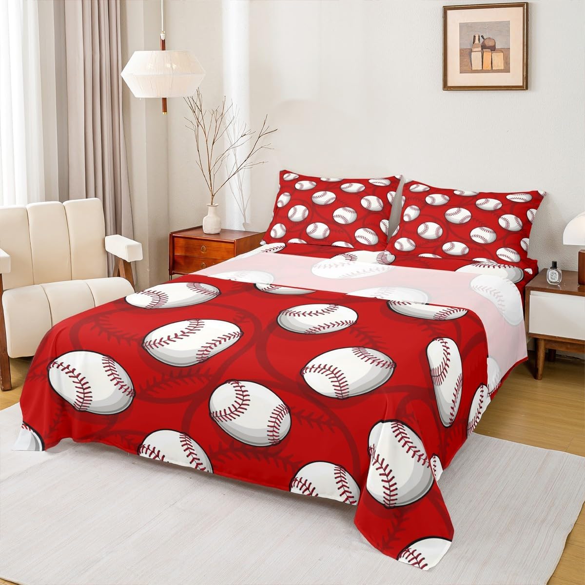 Feelyou Baseball Sports Game Bed Sheets Twin Size Adults Kids Ultra Soft image 2