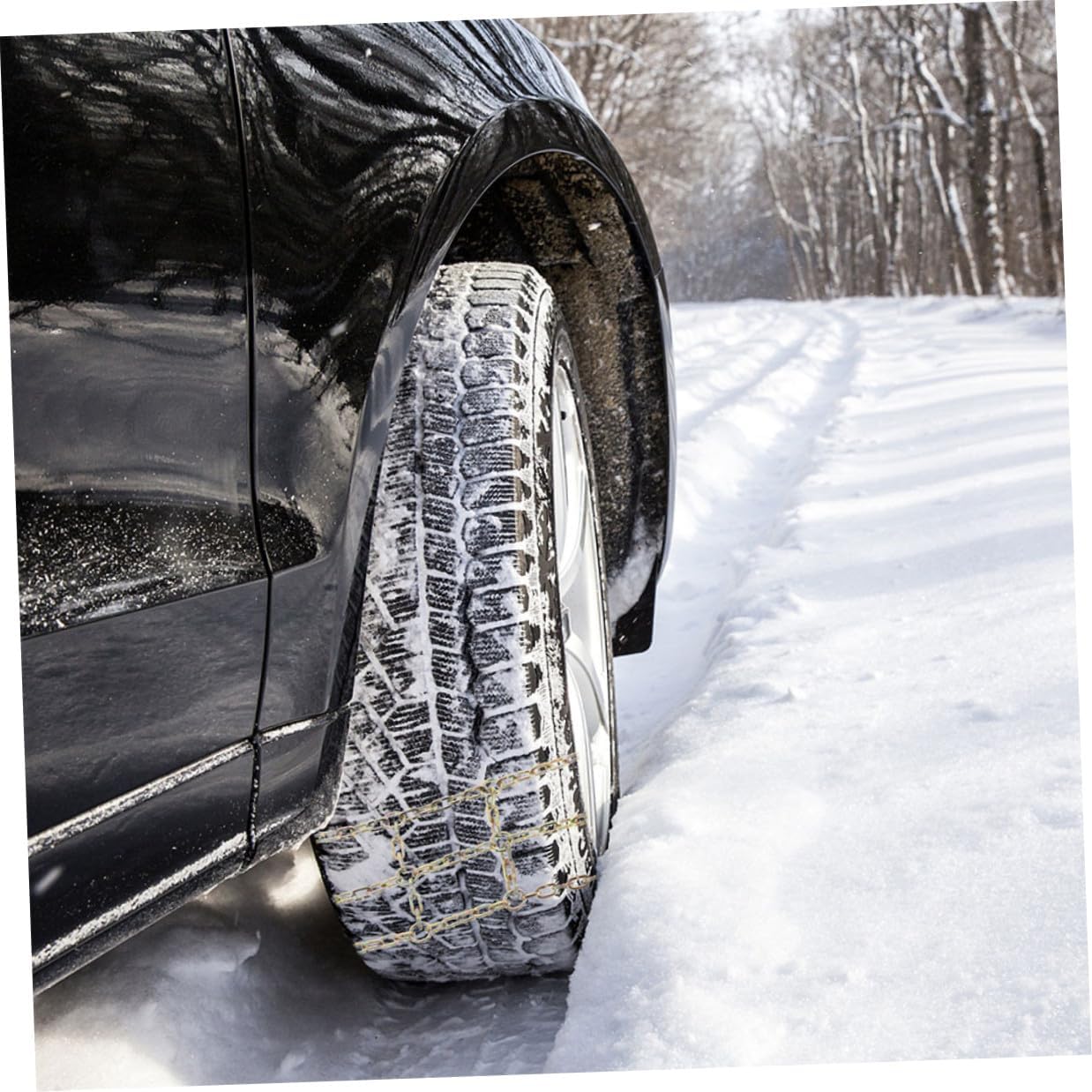 GLEAVI 2pcs Car Tire Snow Chains Anti-slip Rescue Ice Traction Chains for Suv and Passenger Vehicles Winter Driving Safety