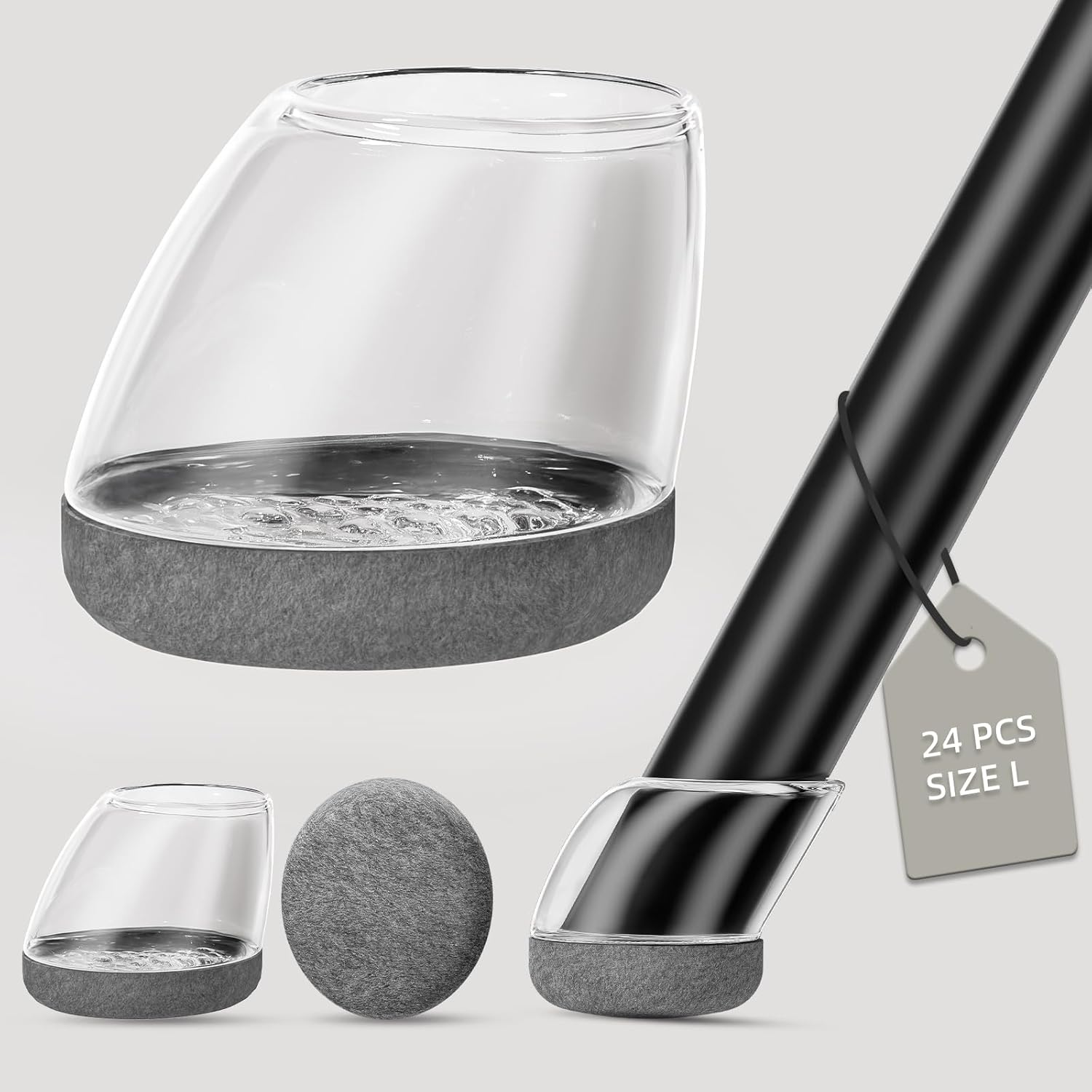 24 Pcs Chair Leg Floor Protectors Round Silicone Felt Caps for Angled Chair Legs Noise Reducing Furniture Pads