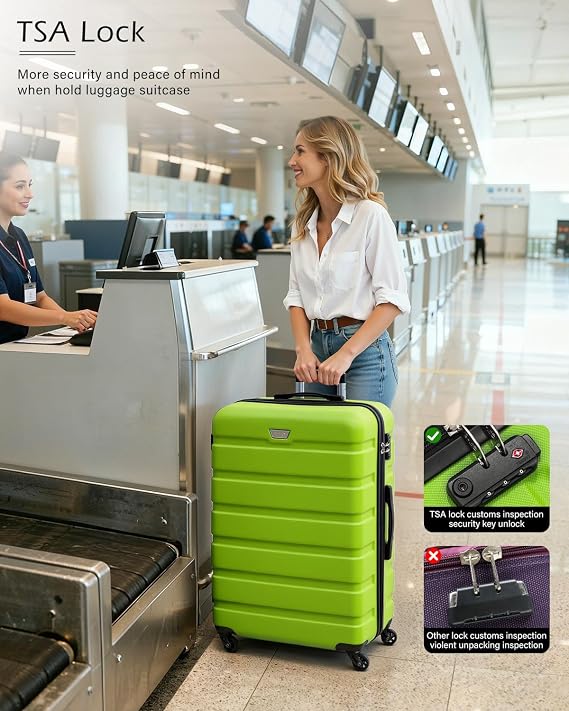 COOLIFE 3 Piece Luggage Set for Family,ABS+PC, Lightweight Durable Suitcase