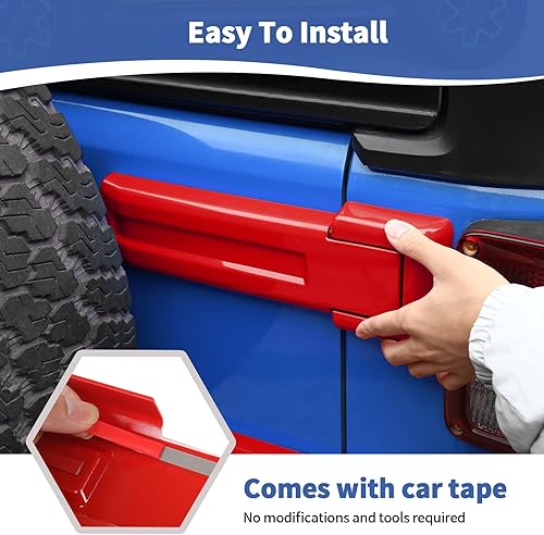Miniatura 5 de RT-TCZ Para Jeep JK Puerta Trasera Bisagra Cubierta Trim Rojo para Jeep Wrangler JK JKU 2007-2017 Rojo Exterior Accesorios 2 unids