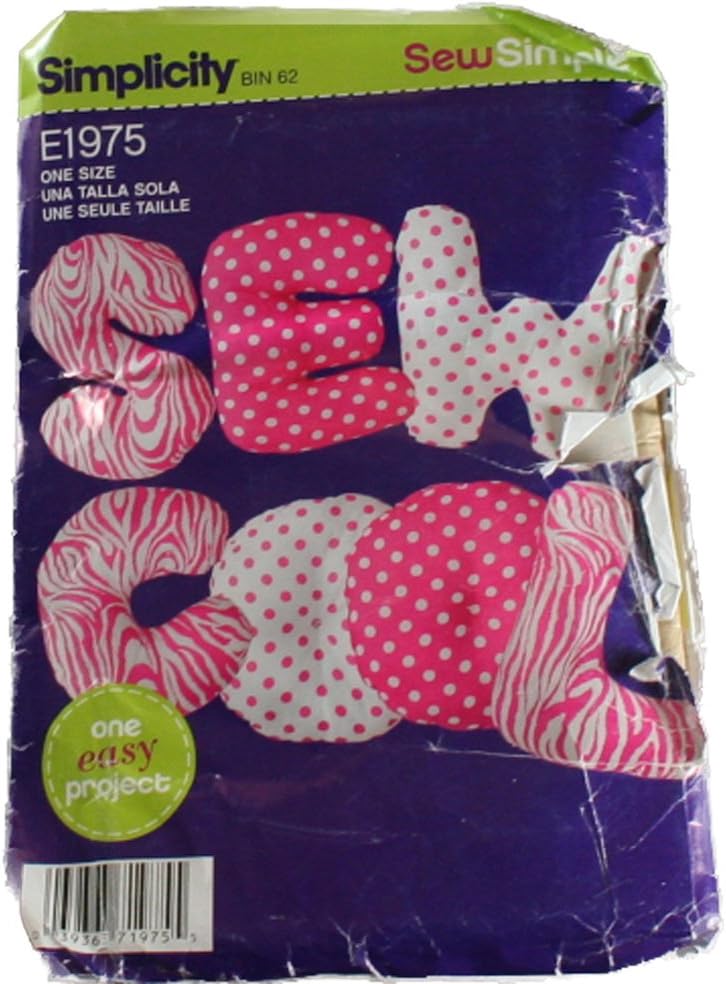 Simplicity Sewing Pattern E1975 Letter Pillows to Spell Sew