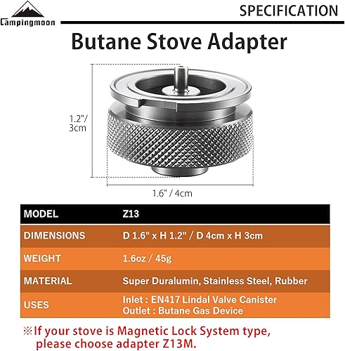Miniatura 6 de CAMPINGMOON - Adaptador de estufa de gas para camping, convertir la válvula Lindal EN417 a estufa de gas butano Z13, Z13Z16
