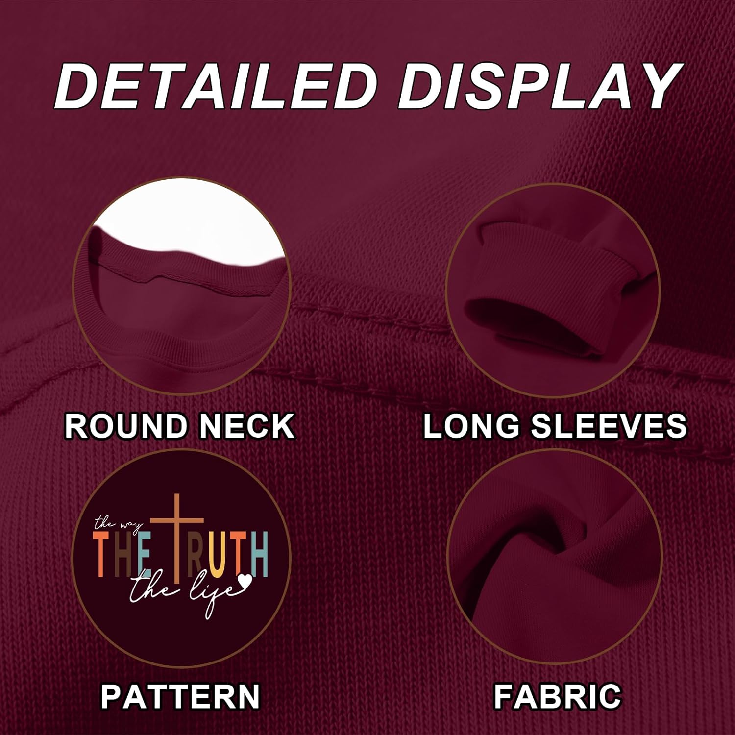 Tuislay Christian Sweatshirt Womens Jesus God Pullover Bible Verse Crewneck Sweatshirts Religious Cross Graphic Shirts - Image 6