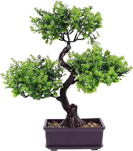 Cabilock Árbol bonsái, árbol artificial, plantas bonsái artificiales, árbol bonsái artificial de plástico, decoración de plantas rojas de