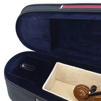 バイオリンケース 赤 ストラップ付き　3/4 Amazon | 赤と黒のステッチ オックスフォード トライアングル