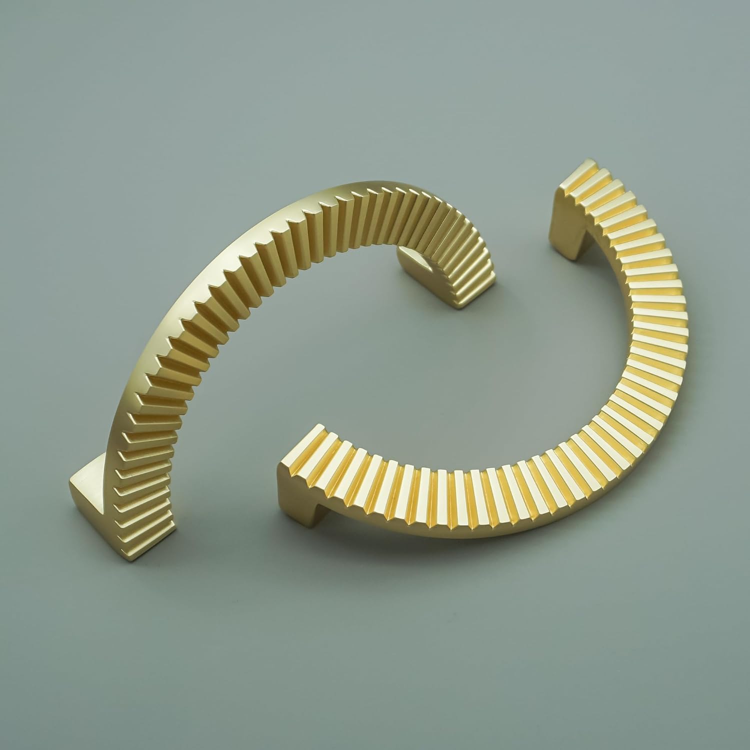 5" Unique Half Moon Drawer Pull Handles Brushed Brass Cabinet Pull Handle for Kitchen Hardware Deco (1, 5" Hole to Hole)