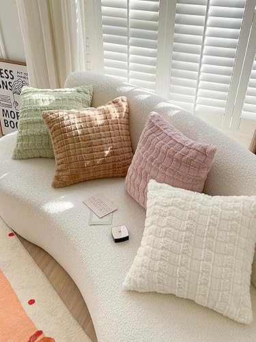 Miniatura 6 de Fundas de almohada de piel sintética suaves y esponjosas para sofá, cama, 18 x 18 pulgadas