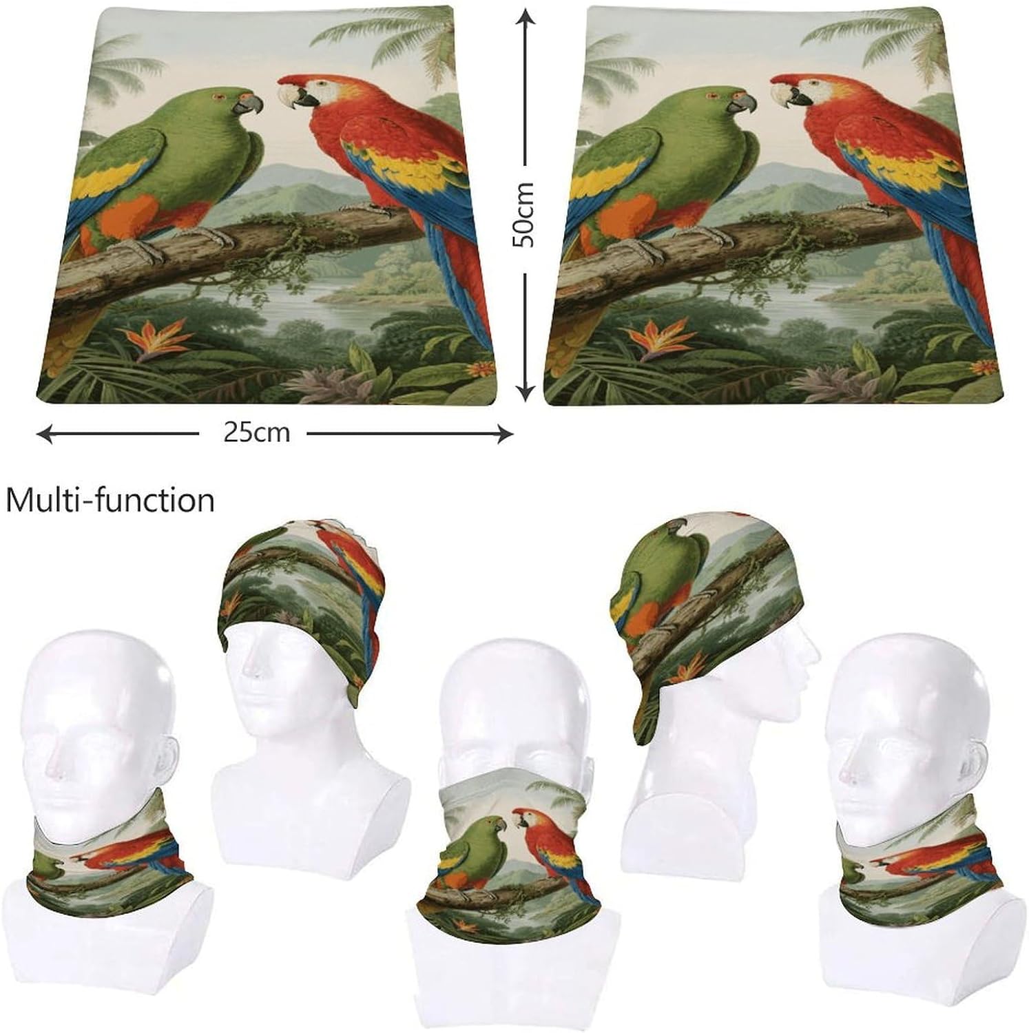 Sun UV Protection Neck Gaiter Upf 50+ Balaclava Ski Parrot Face Mask Summer Face Cover Scarf Breathable Bandana for Fishing Hunting Kayaking Hiking Cycling Outdoor Activities