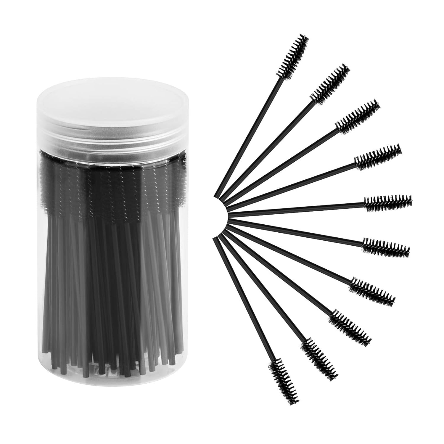 Cuttte 100pcs Disposable Mascara Brushes Wands with Container, Eyelash