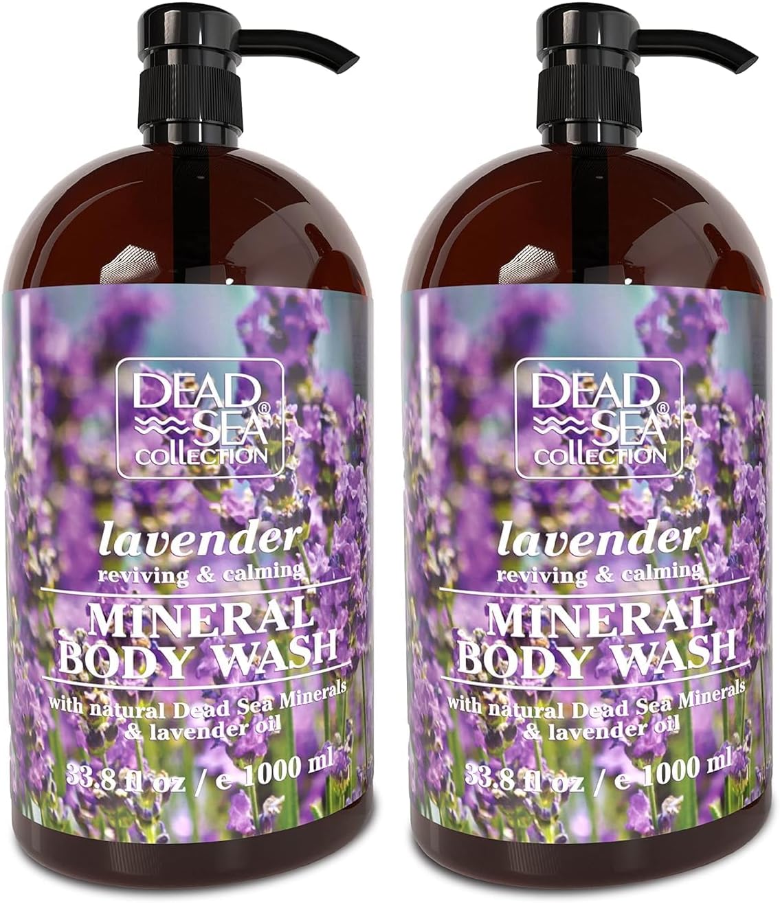 Shower Gel for Women and Men - Body Wash with Pure Dead Sea Minerals and Lavender Oil - Cleanses and Moisturizes Skin - Pack of 2 (1000 ml. each)