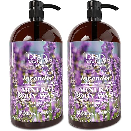 Dead Sea Collection Lavender Body Wash for Women and Men - with Pure Dead Sea Minerals and Lavender Oil - Gentle Cleanses and Moisturizes Skin - Pack of 2 (67.6 fl. oz)