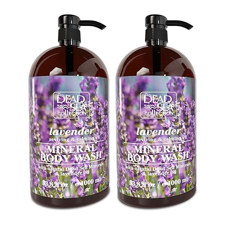 Dead Sea Collection Lavender Body Wash for Women and Men - with Pure Dead Sea Minerals and Lavender Oil - Gentle Cleanses and Moisturizes Skin - Pack of 2 (67.6 fl. oz)