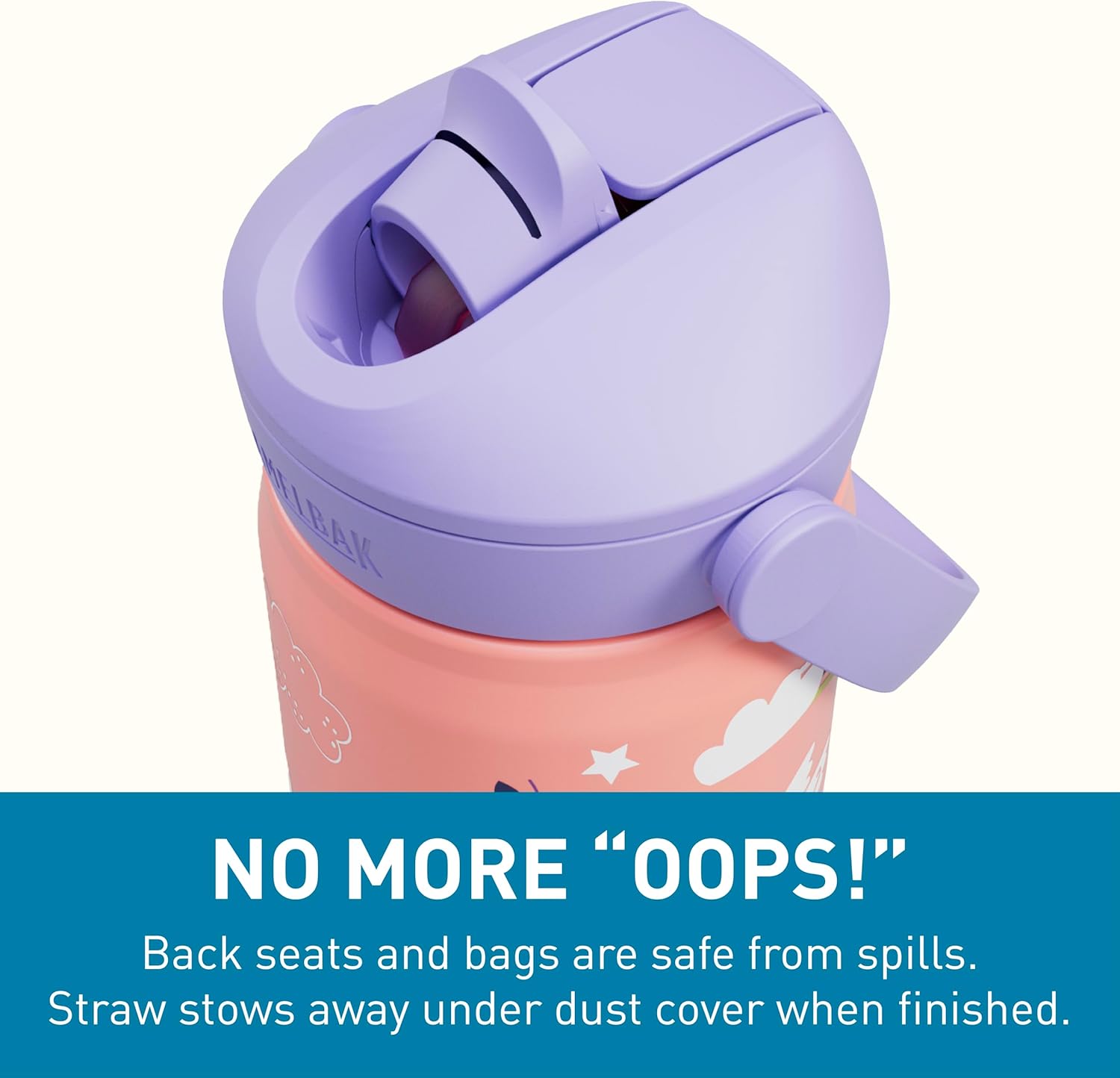 CamelBak Thrive Flip Straw Kids Bite Valve Stainless Steel Water Bottle Magic Unicorns, 12oz