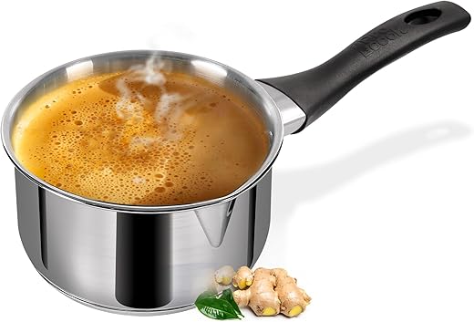 Milton Pro Cook Induction Cookware & Gas Stove Friendly Stainless Steel Tea Pan 16 cm | 1.6 Litre | Sandwich Bottom Sauce Pan | Chai Pot | Milk…