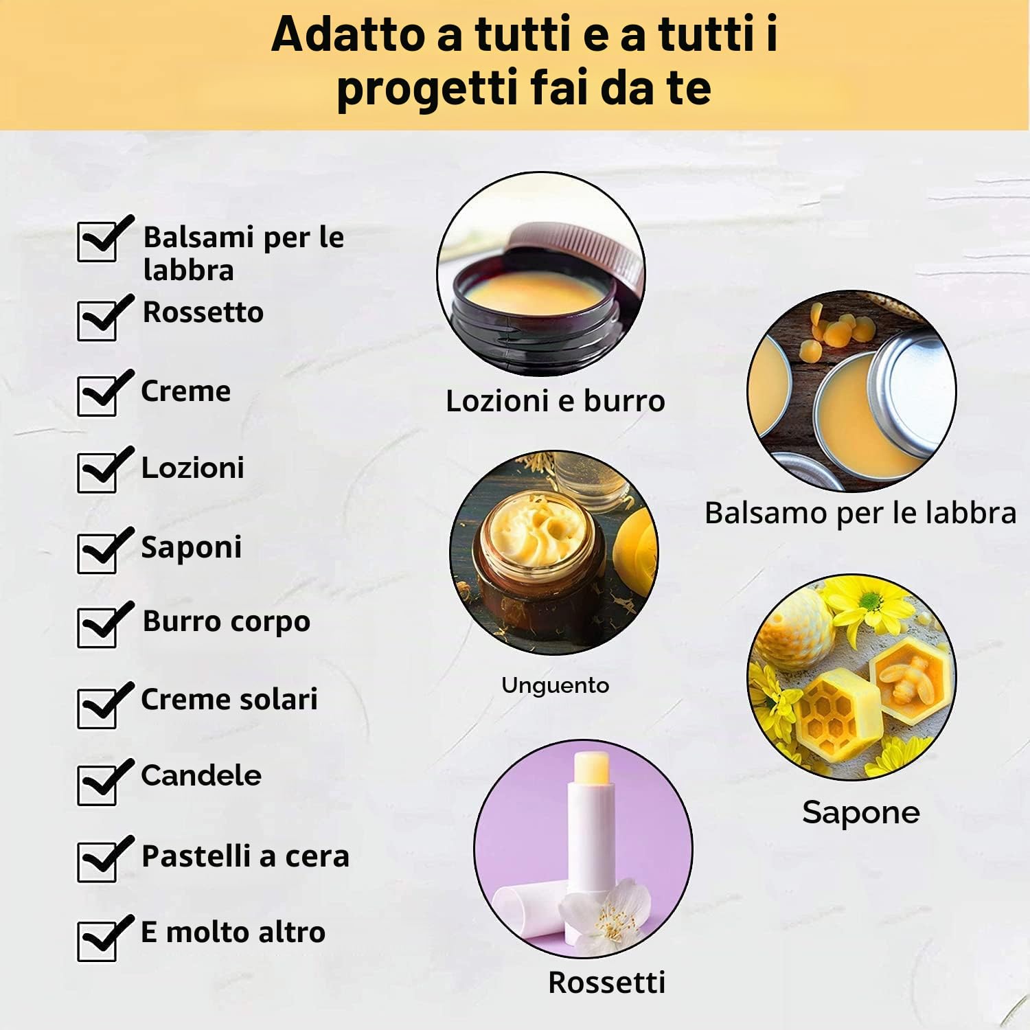 1kg Pastiglie di cera d'api naturale, ideale per cosmetici, salviette di cera d'api o come cera per candele, imballaggio sostenibile
