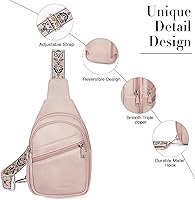 Vista 54 de Telena Bolso bandolera para mujer, bolso cruzado para mujer, cangurera de cuero vegano con correa ajustable