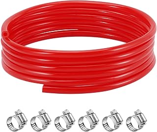 CO2 Gas Line Beer Hose Tubing, 15Ft Keg Gas Line Beer Line for Kegerator, 3/16" ID Draft Beer Dispensing Line with Hose Clamps for Homebrew (Red Gas Tubing)
