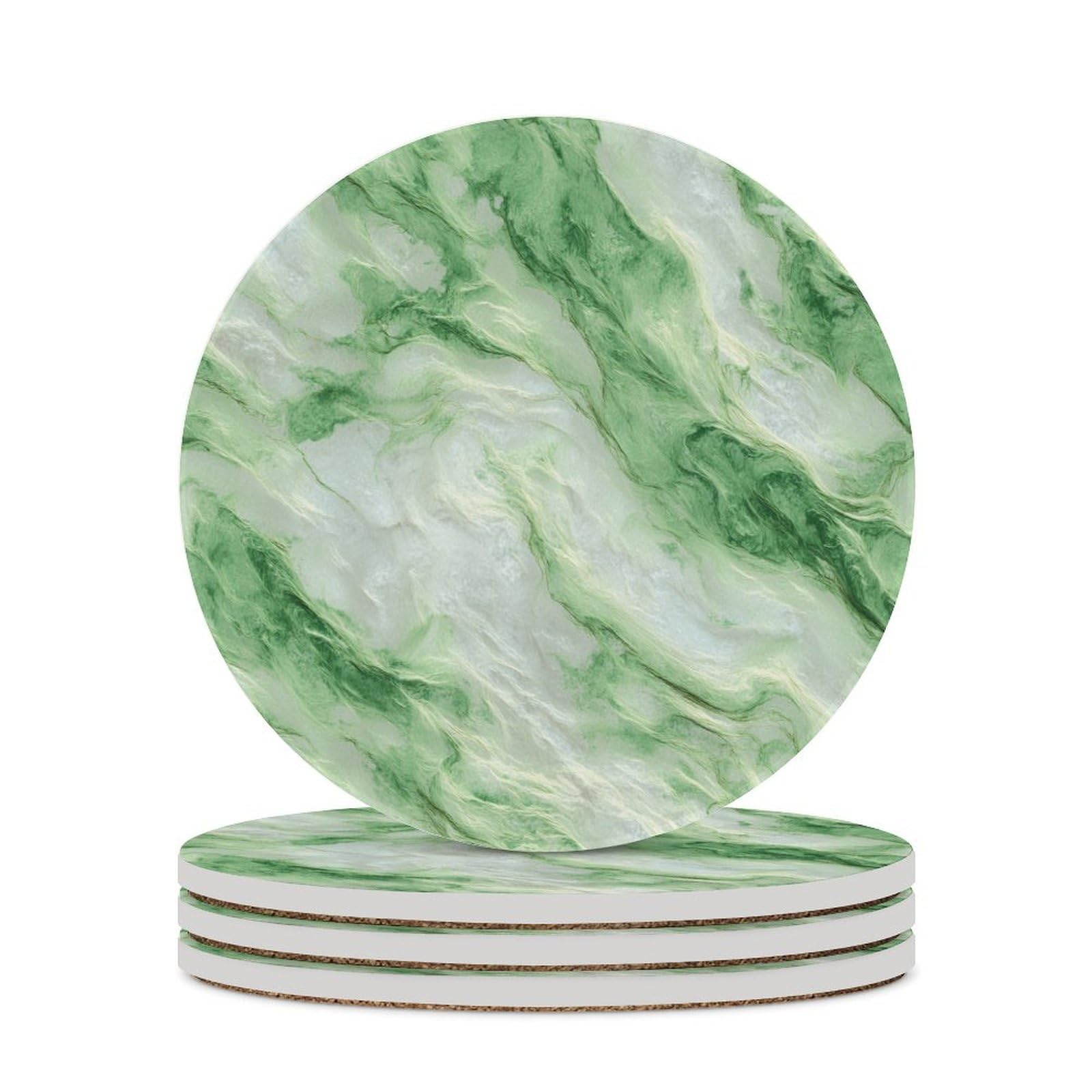 Light Green White Marble Texture Coasters Set of 4 Absorbent Coasters