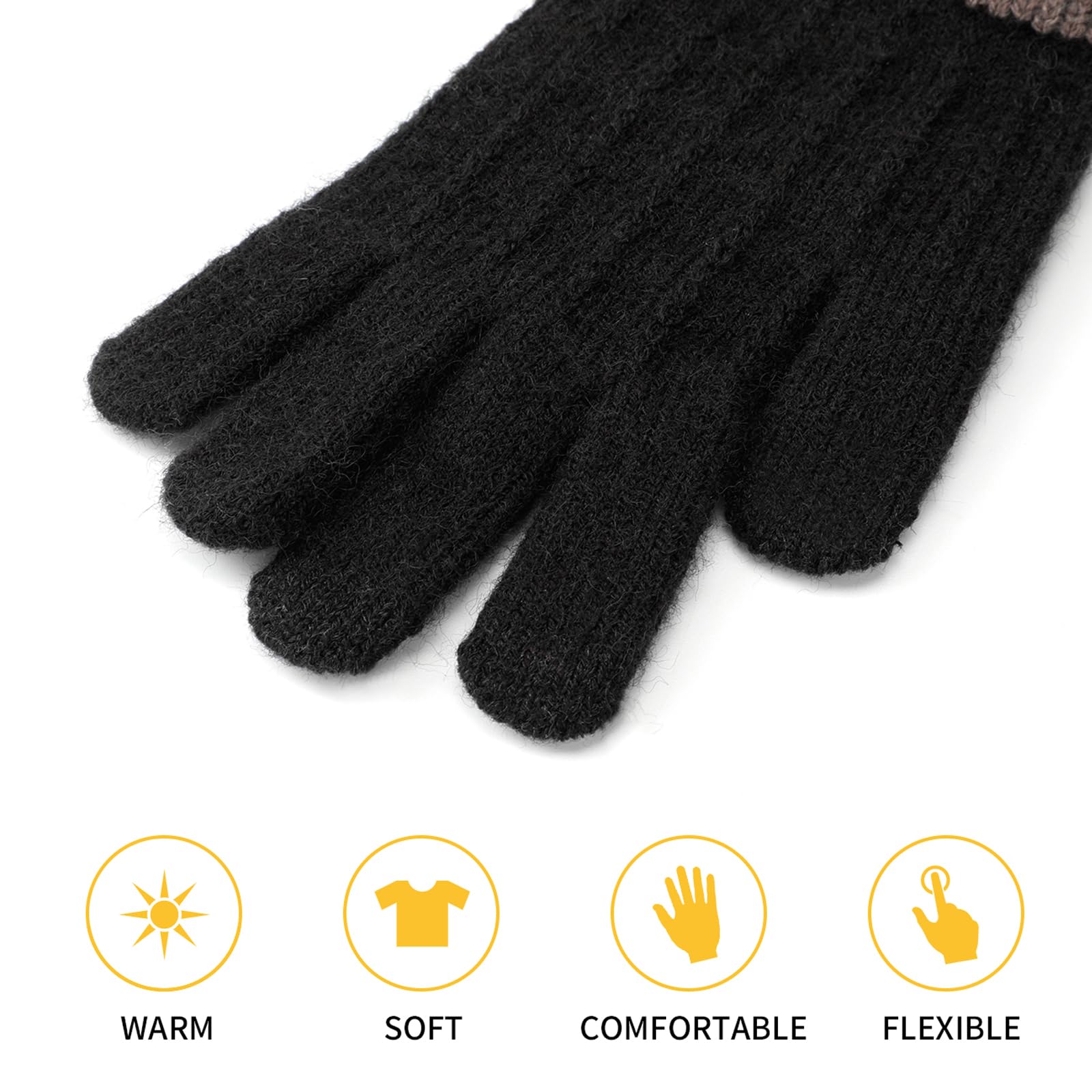 Homealexa Guanti Invernali in Lana per Donna Uomo, Unisex Guanti Termici a Maglia Antivento AntiscivoLo per Ciclismo Sci Attività all'Aperto Lavoro Viaggio