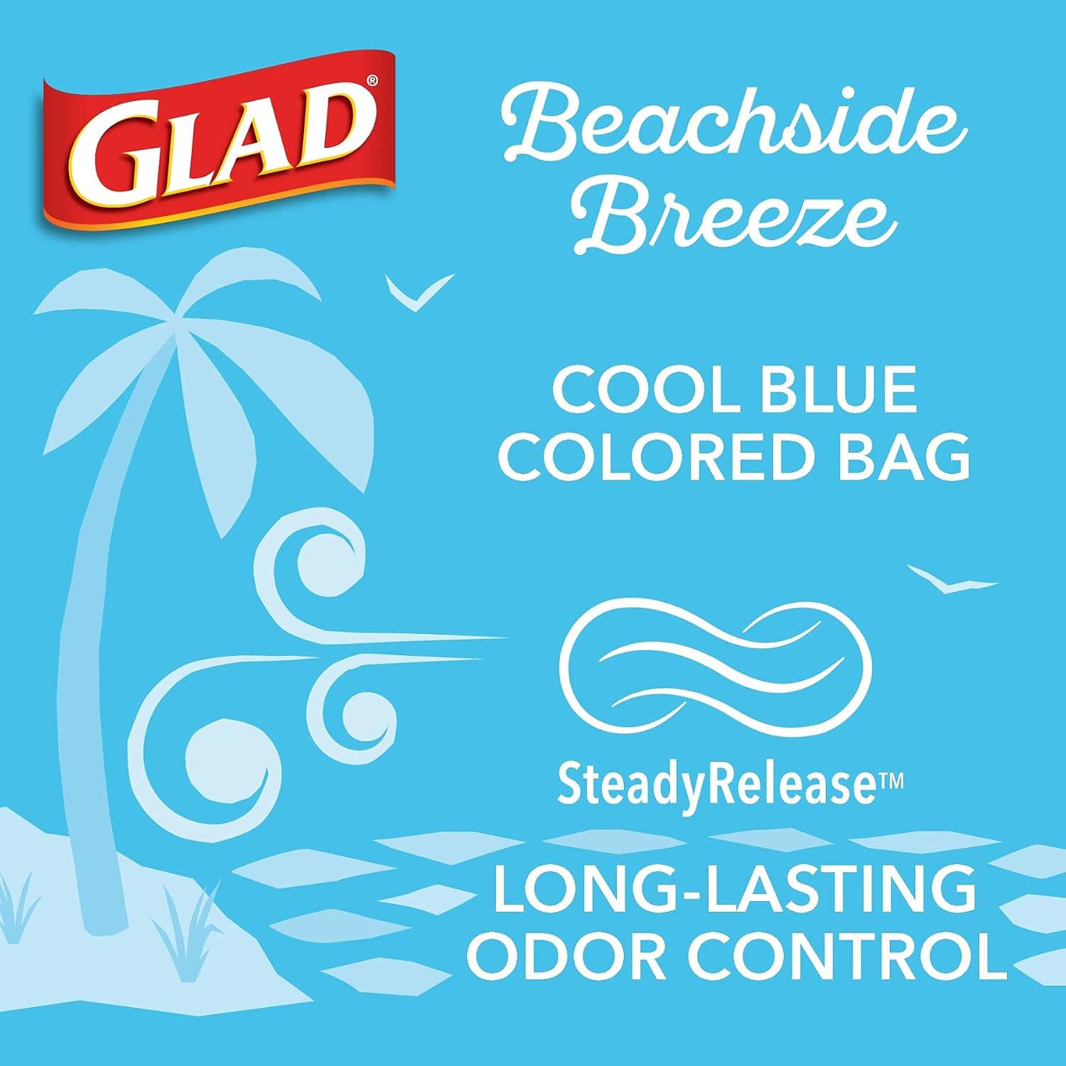 Glad OdorShield Small Drawstring Trash Bags, Beachside Breeze, 80 Count